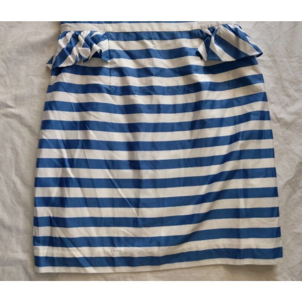 Lilly Pulitzer Maybell Dress Blue Swizzle Stripe Strapless Peplum Womens Size 10 - Picture 5 of 13